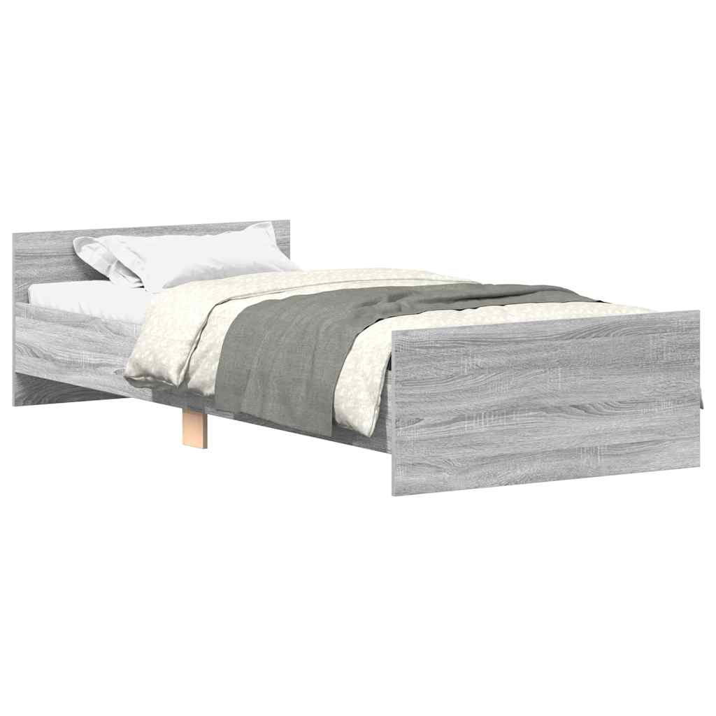 vidaXL Estructura de cama madera de ingeniería gris Sonoma 100x200 cm
