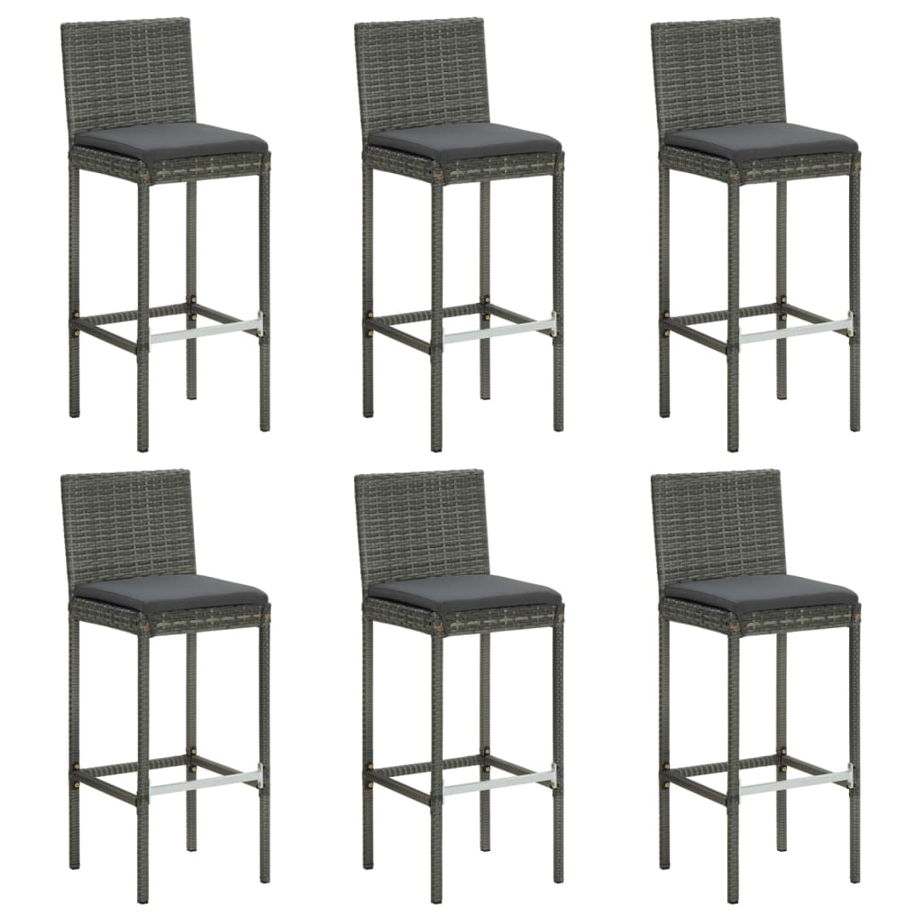 vidaXL Taburetes de cocina con cojines 6 uds ratán sintético gris