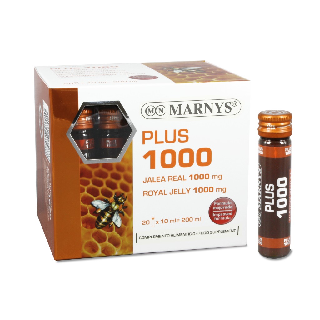 Marnys Jalea Real Plus - Suplemento para la Salud de la Mujer - 1000 Mg - 20 Viales
