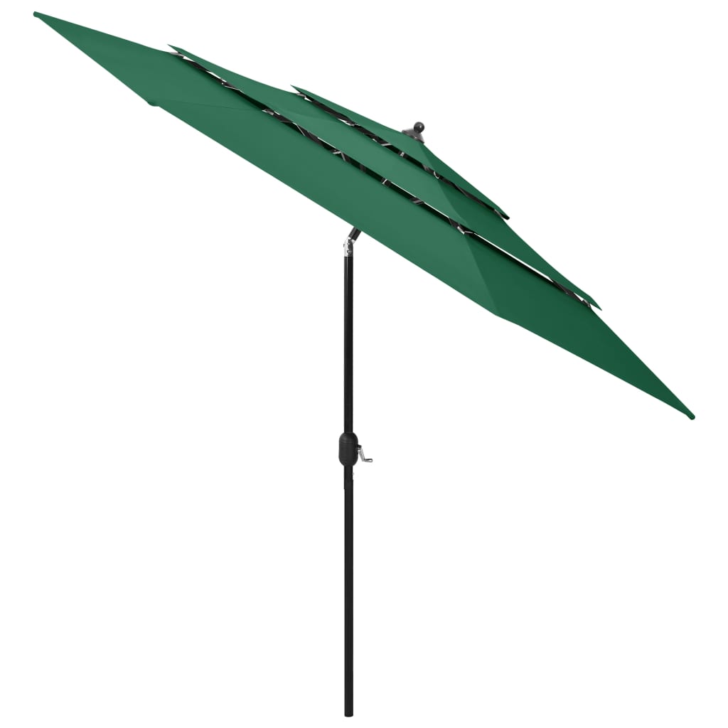 vidaXL Sombrilla de 3 niveles con poste de aluminio 3 m Color Arena, Verde, Antracita