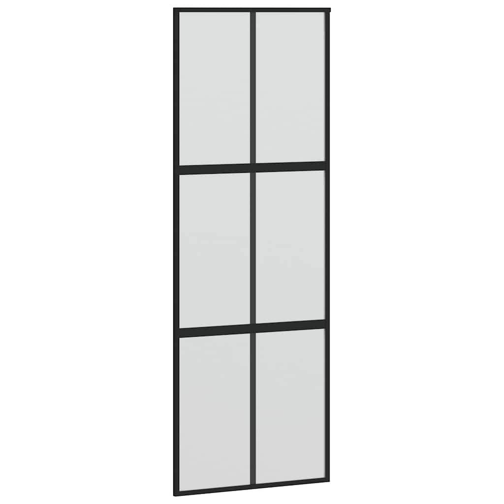 vidaXL Puerta corredera vidrio templado y aluminio negra 76x205 cm