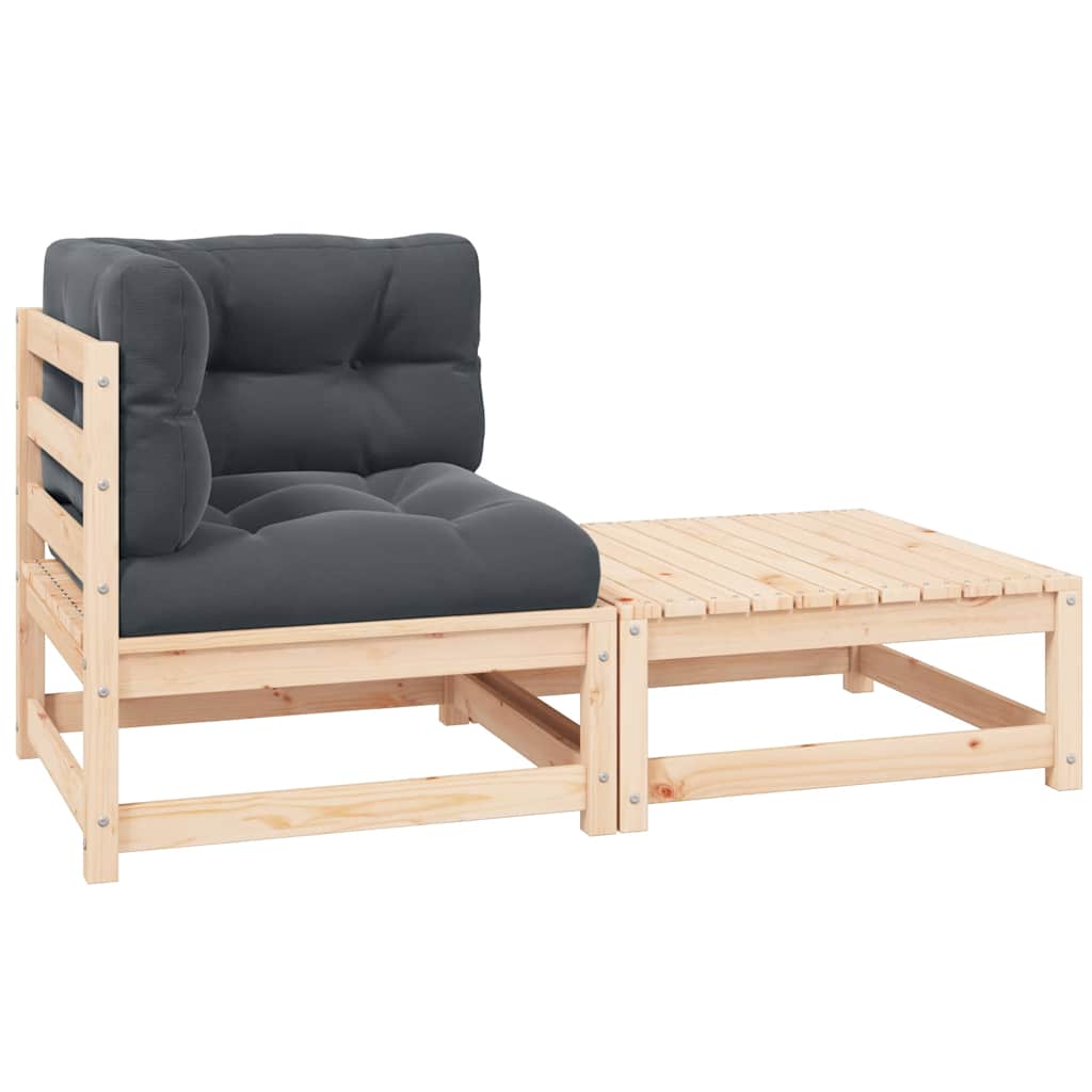 vidaXL Muebles de jardín 2 piezas con cojines madera maciza de pino