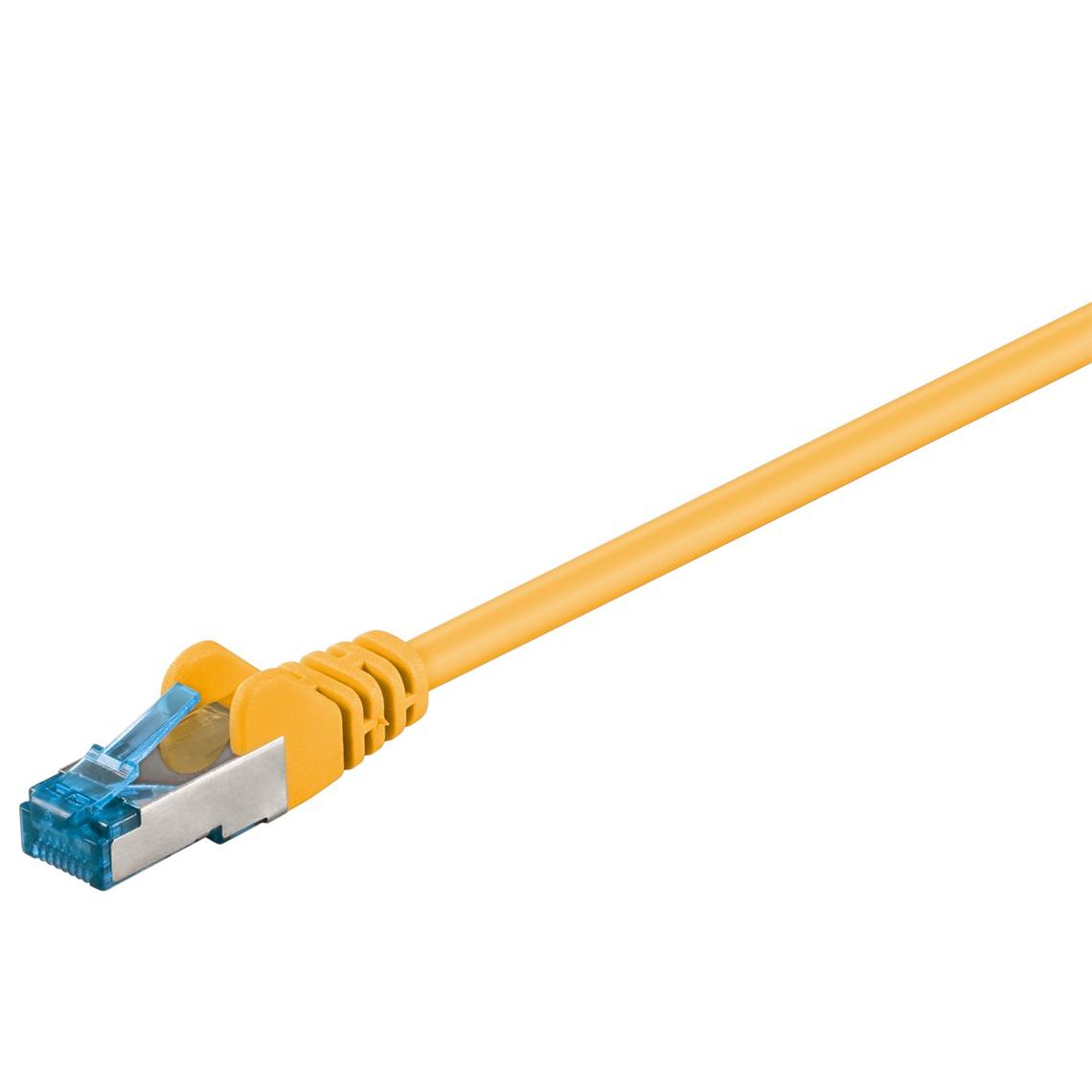 Goobay - Cable Patch Cat 6A S/FTP PiMF, Cable de Red 500 MHz, Cable LAN, Cable de Internet de Cobre Libre de halógenos, Conector RJ 45, Amarillo, 1m, 93679