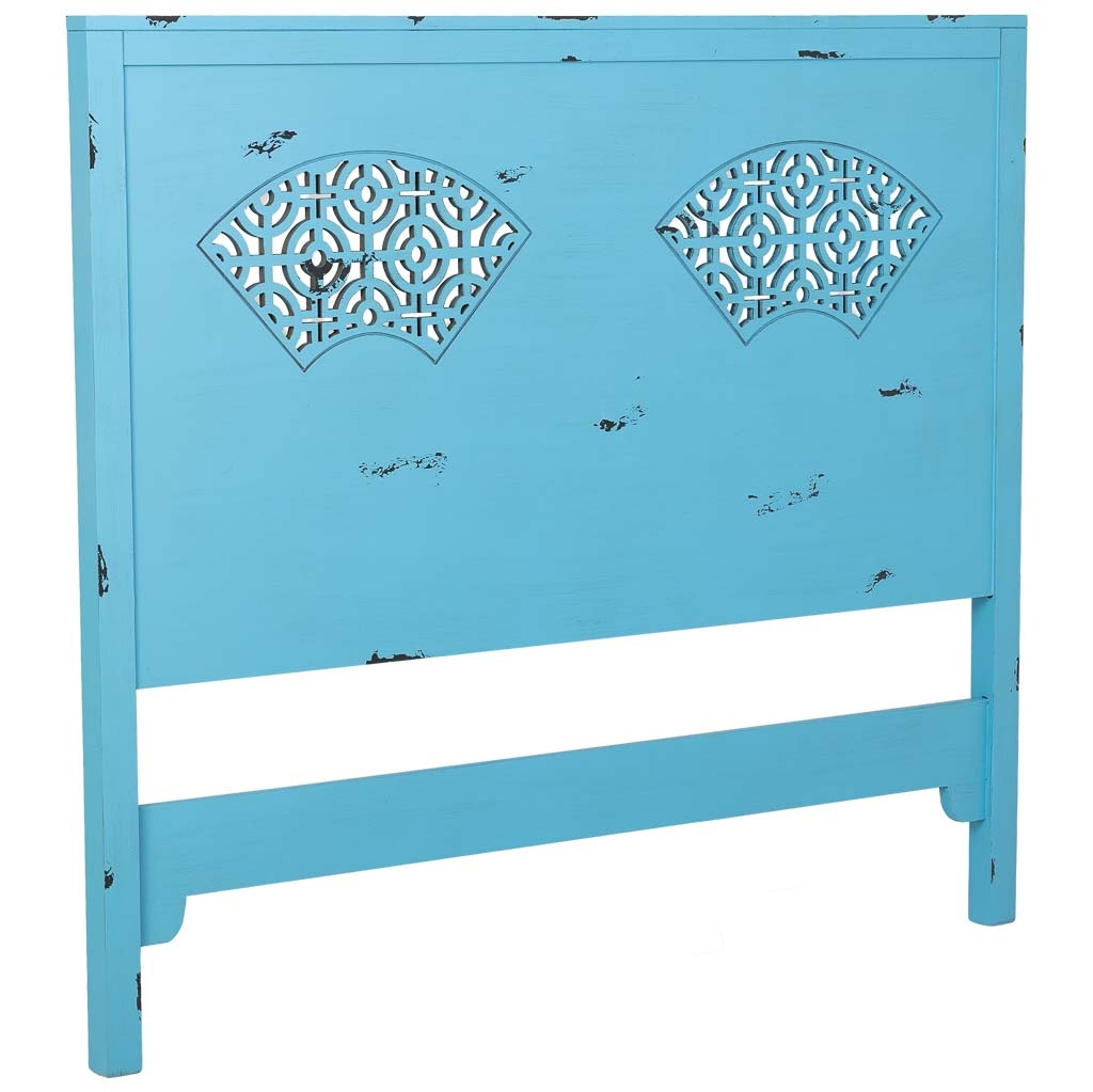 Wonderlust Deco - Cabezal de cama de madera azul 150x5x130 Azul 150x5x130h cm