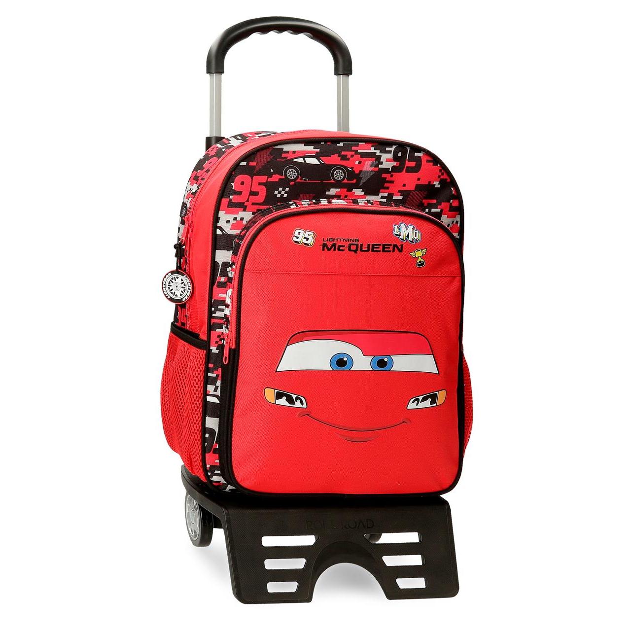 Mochila escolar con carro Cars Mcqueen Red 30x40x13cm Rojo