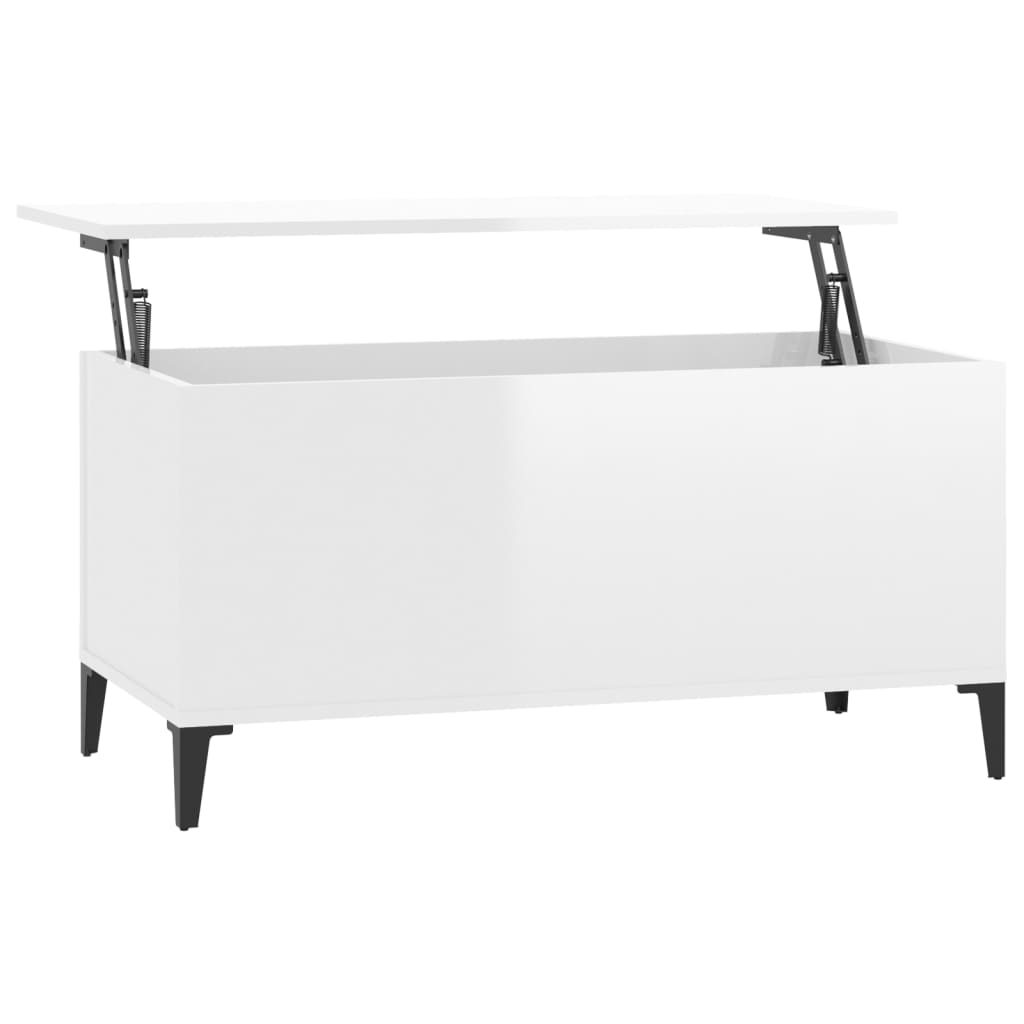 Vidaxl Mesa de Centro de Madera Contrachapada 90x44,5x45 Cm - Blanco/Negro/Blanco Brillante - Mesita de Salón o Comedor - Mesa de Café Meuble Salón
