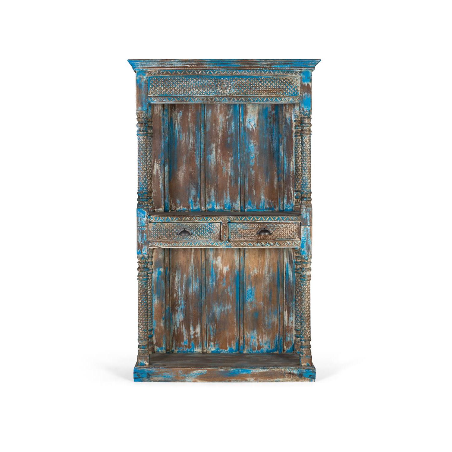 Estantería azul envejecido de madera de mango 180cm