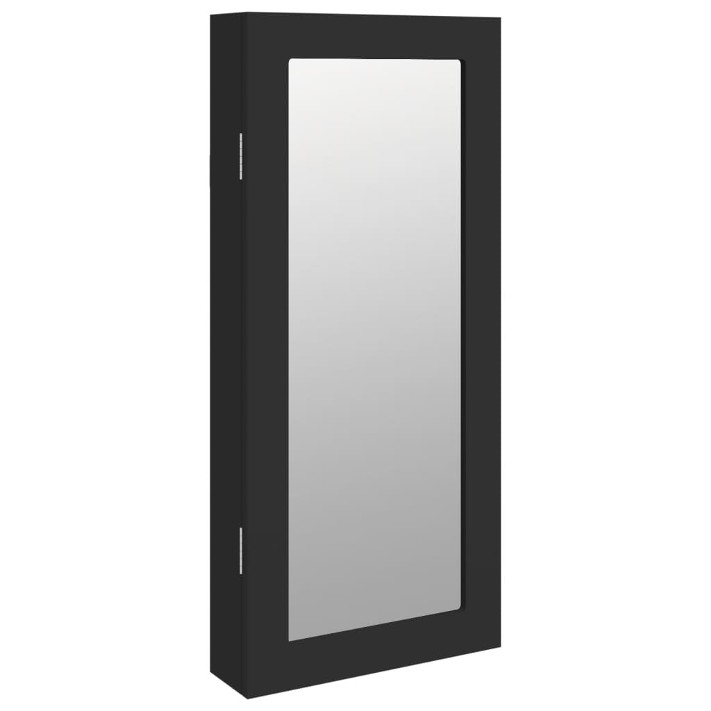 vidaXL Espejo con joyero de pared negro 30x8,5x67 cm
