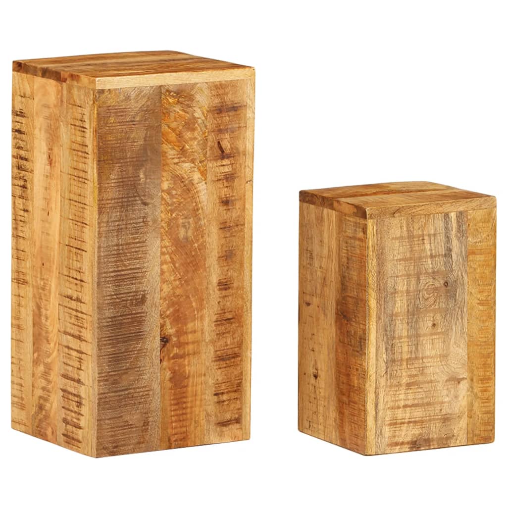 vidaXL Soportes para Plantas Mesitas Auxiliares 2 uds Madera Maciza de Acacia Color Marrón claro,  Multicolor,  Marrón y mas