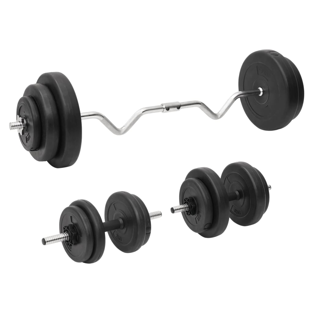vidaXL Juego de Barras y Mancuernas con Discos Equipo de Pesas Libres Peso 30 kg, 60 kg