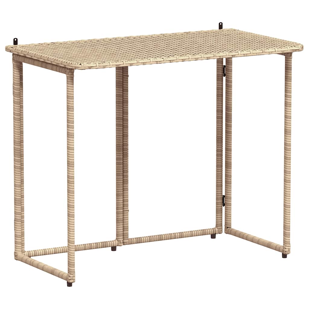 vidaXL Mesa de jardín plegable ratán sintético beige 90x51x75 cm