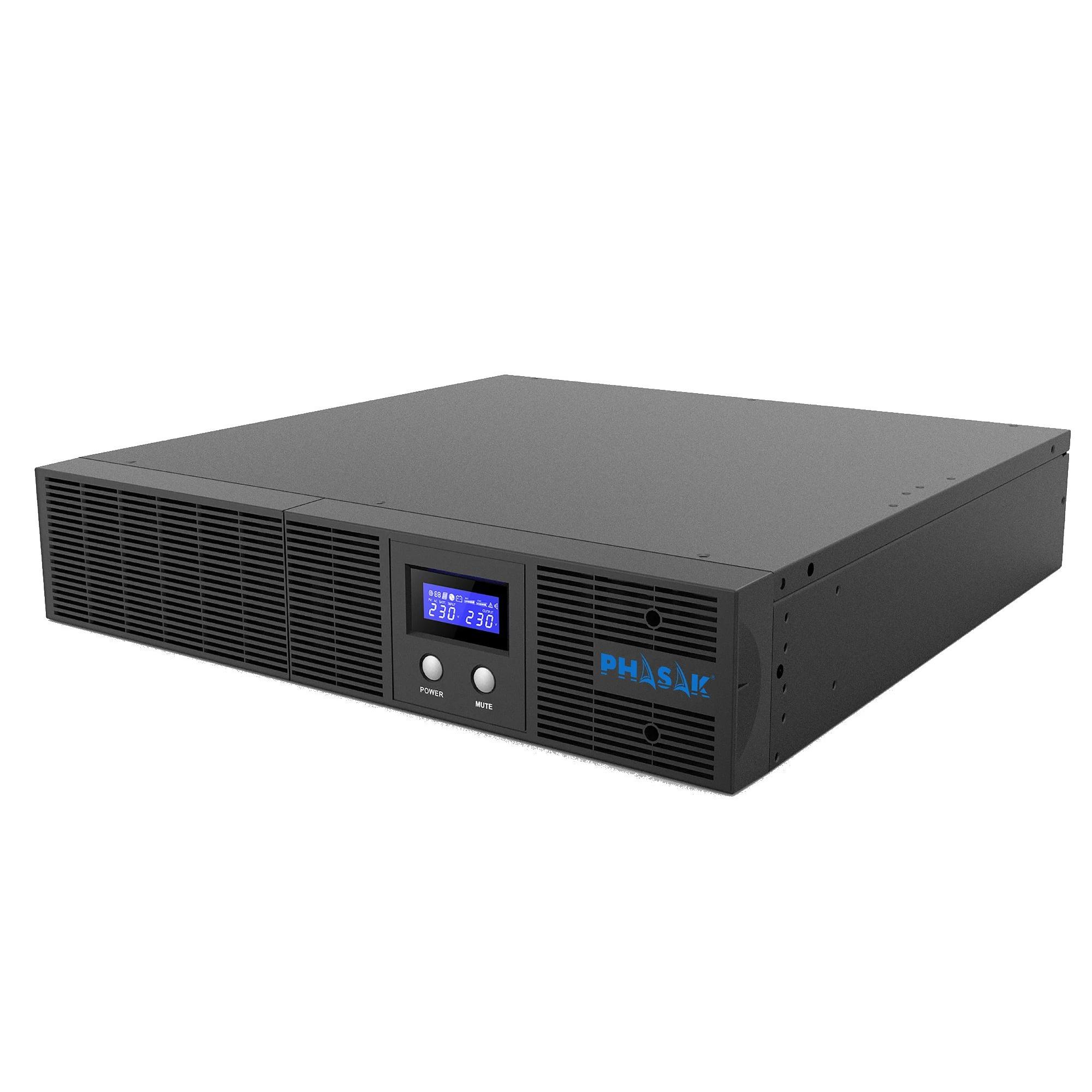 Phasak - SAI UPS interactiva onda senoidal pura monofásica PH 7530 de 3060 VA y 1800 W con pantalla LCD, USB HID y software POWER GUIDE para servidores y centros de datos