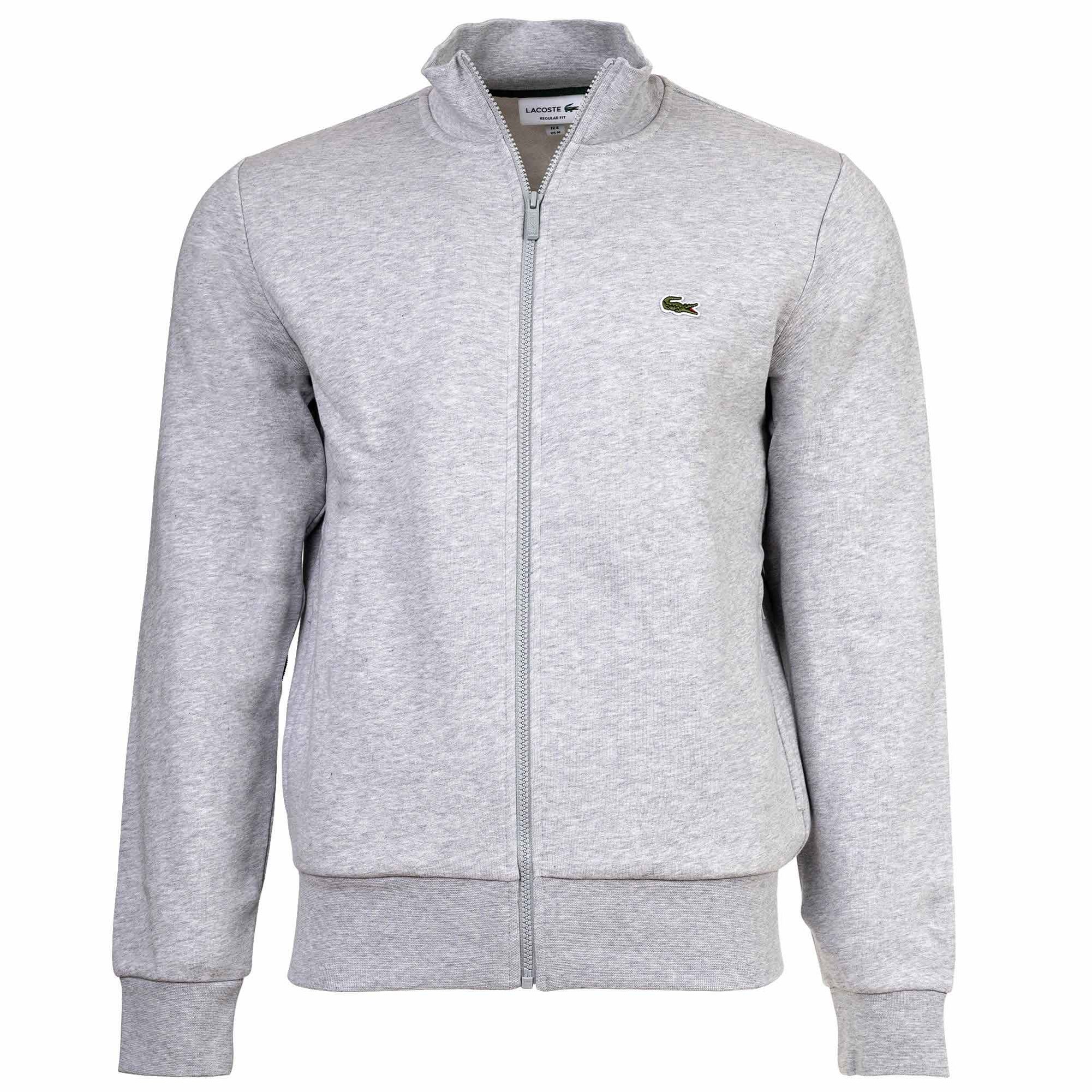 LACOSTE chaqueta de chándal para hombre con cuello alto - cremallera, forro polar cepillado, mezcla de algodón