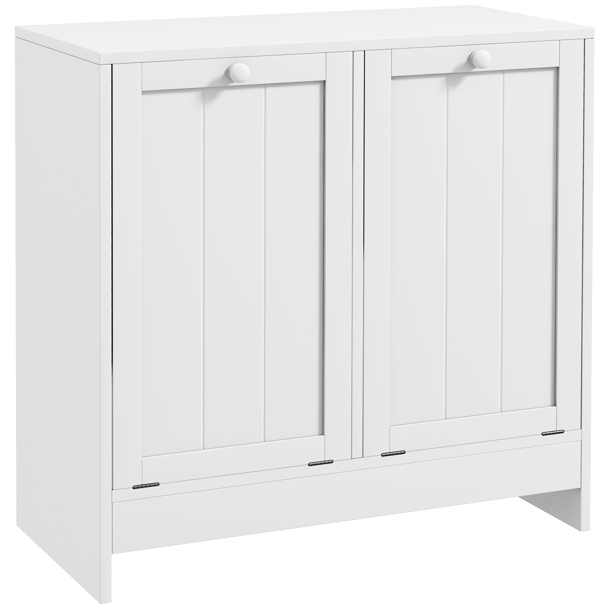 kleankin Armario de Baño con Cestos Ropa Sucia, Mueble Ropa Sucia con 2 Compartimentos, Ideal para Lavandería, Blanco, 66x33x68 cm