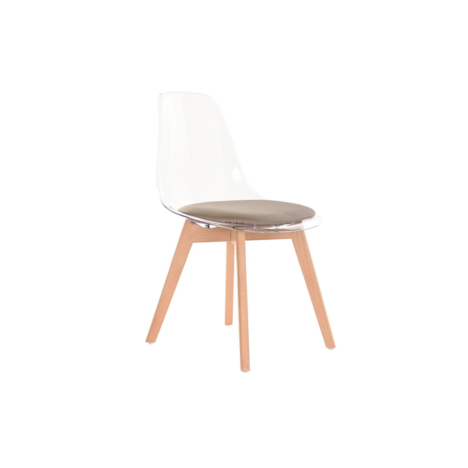 SILLA POLICARBONATO MADERA 54X47X81 TAPIZADO BEIGE FIJALO MB194131