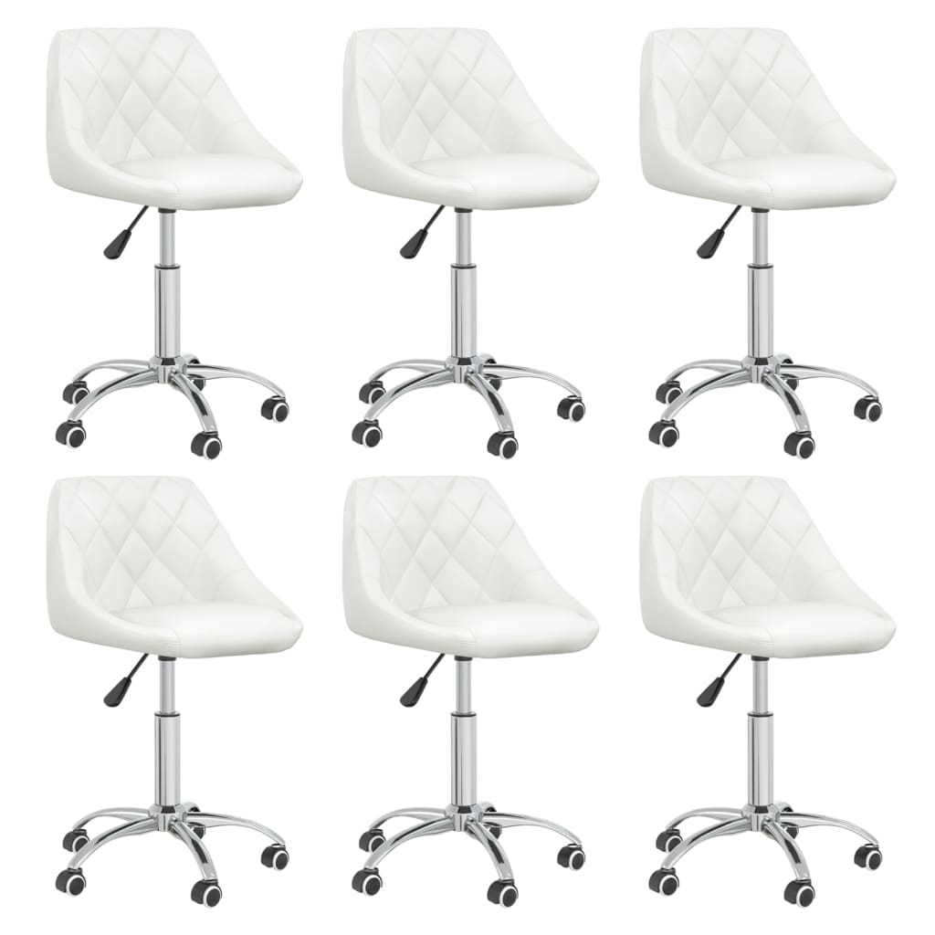 vidaXL Sillas de comedor giratorias 6 uds cuero sintético blanco