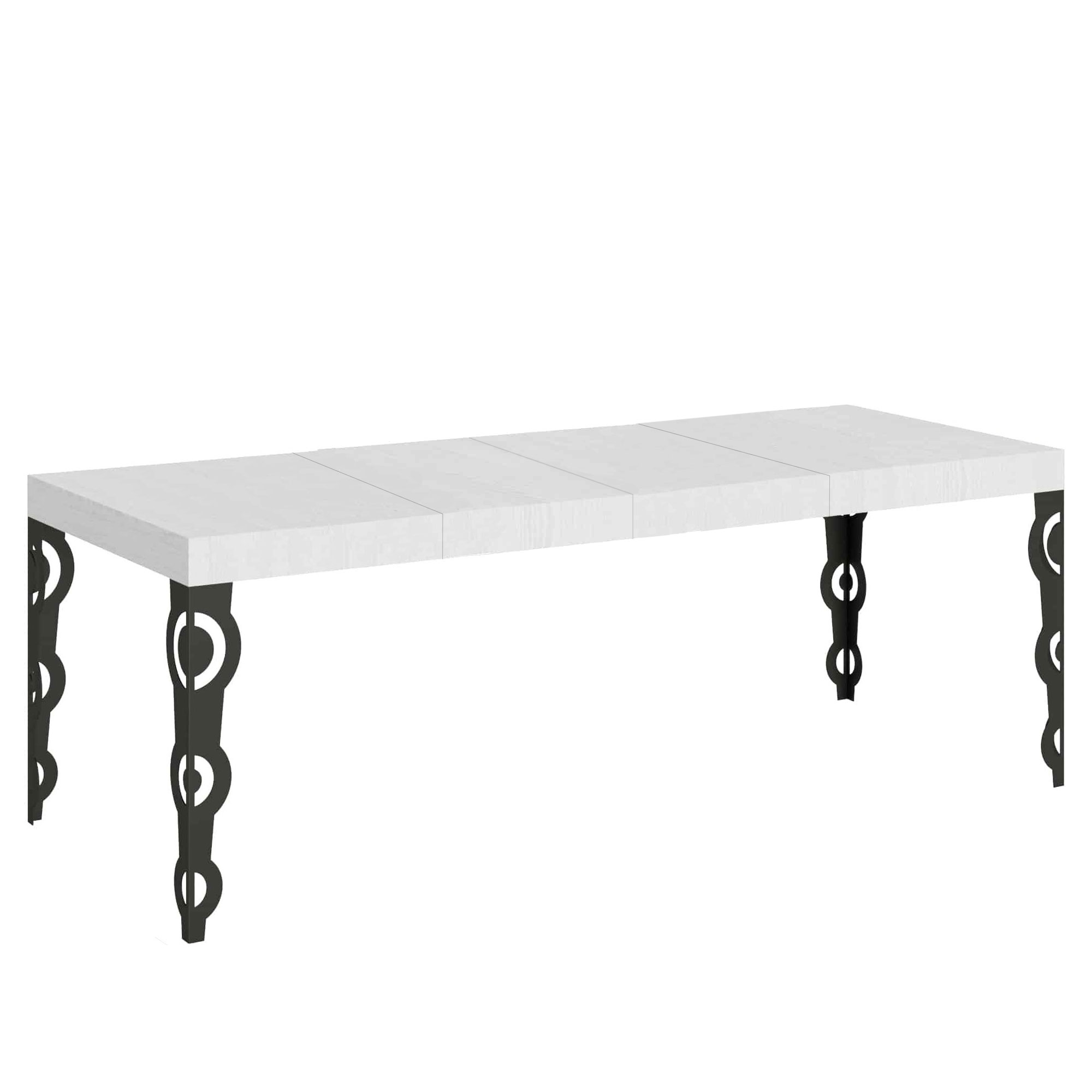 Mesa extensible 90x180/284 cm Karamay Premium Estructura Fresno Blanco Antracita - Itamoby
