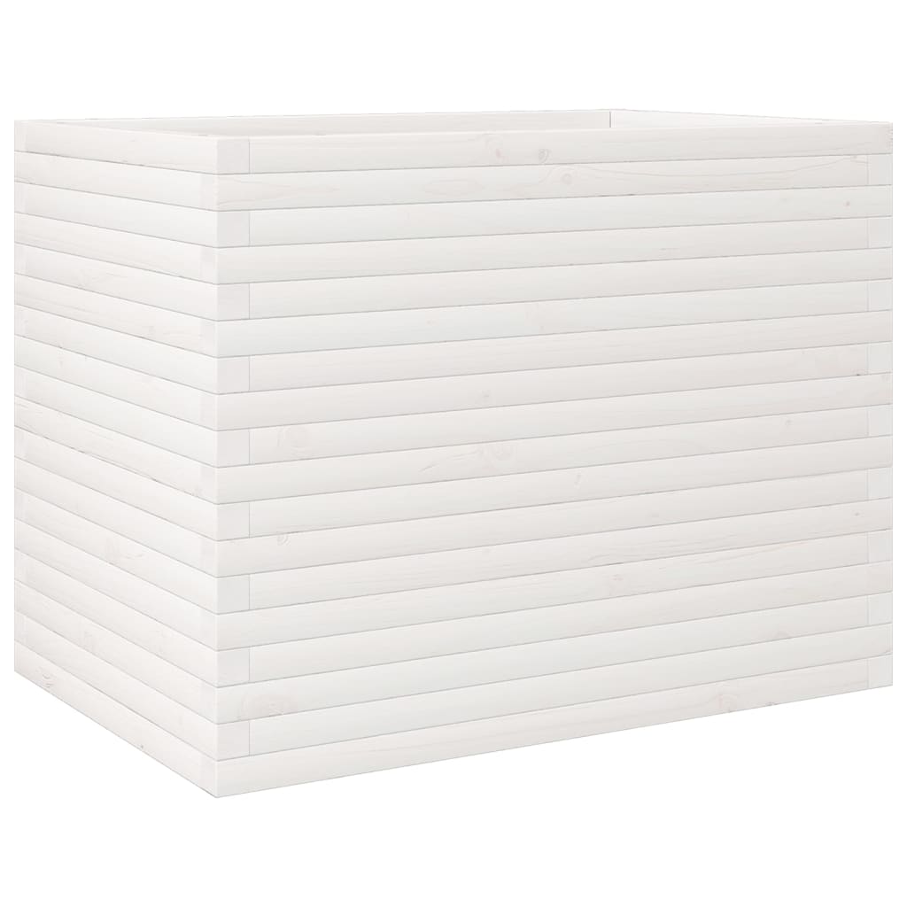 vidaXL Jardinera madera maciza de abeto 90x60x68,5 cm Color Pino natural,  Blanco,  Marrón cera y mas