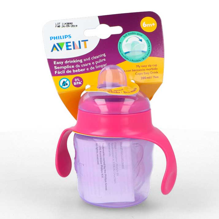 Avent Vasito 200Ml Rosa  Boquilla Blanda Scf551/03