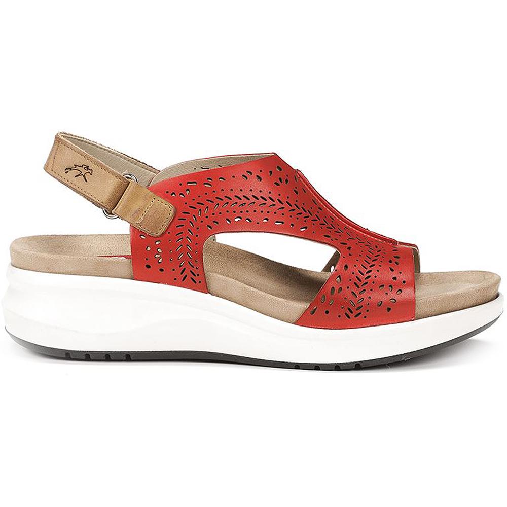 Sandalias Fluchos Tibet Rojas Mujer Cuero Auténtico