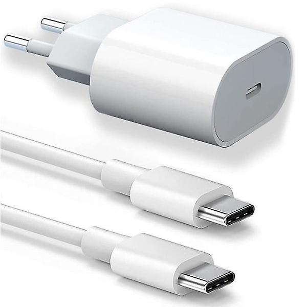 Cargador USB-C de 20 W + Cable USB-C a USB-C de 20 W Y 1 m para iPhone 15 Pro Max - iPhone 15 Plus - iPhone 15 Pro - iPhone 15 Pro