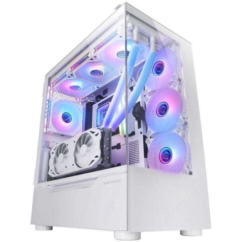 Mars Gaming MC-ULT Caja Gaming Custom XXL E-ATX Doble Cristal Templado Puerta Lateral, blanca