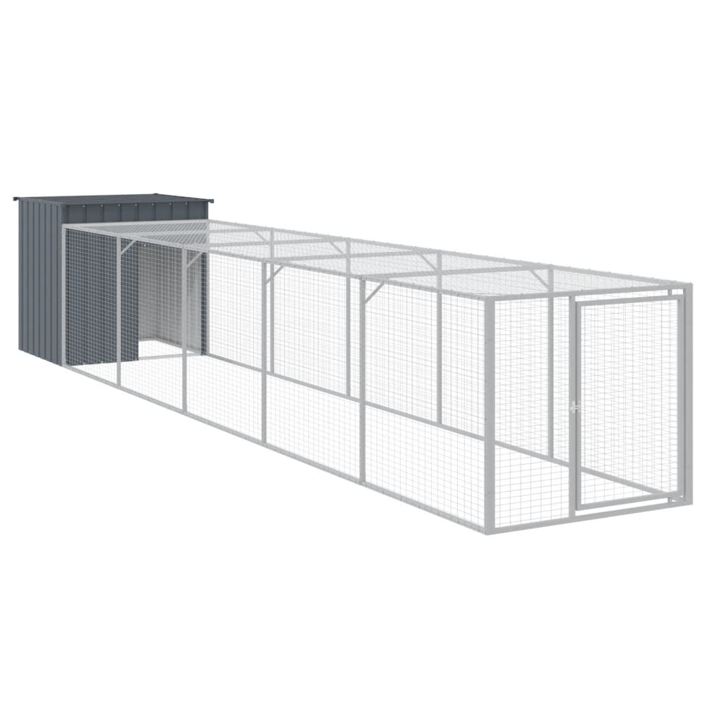 vidaXL Gallinero con Corral Jaula Caseta de Gallinas Acero Galvanizado Color Antracita,  Gris claro, y mas