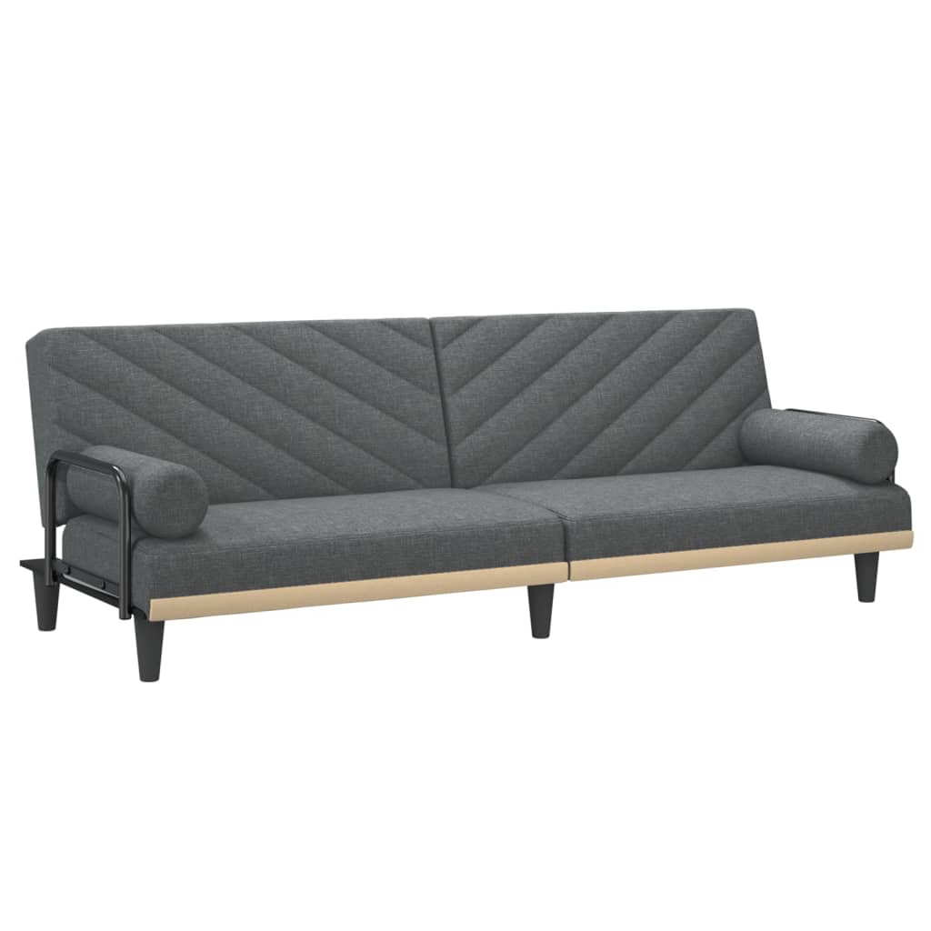 vidaXL Sofá cama con reposabrazos tela gris oscuro