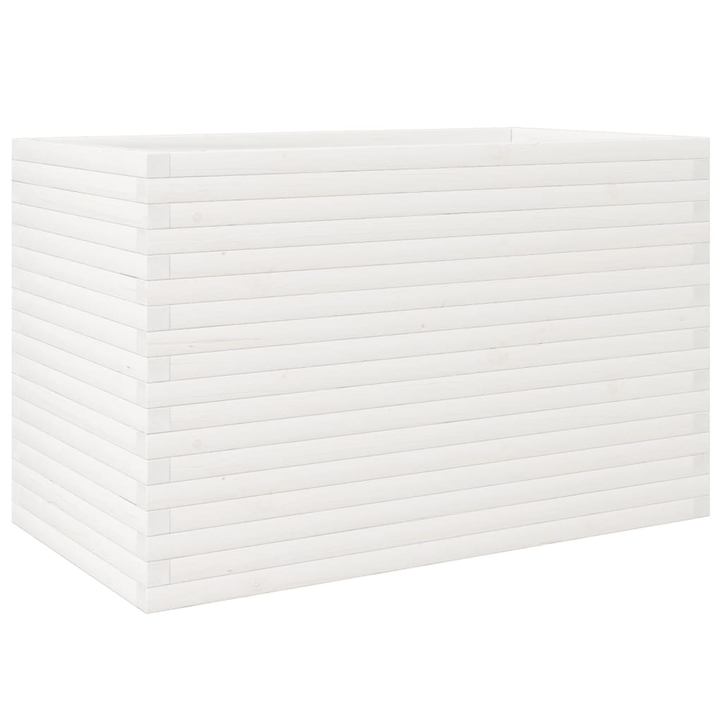 vidaXL Jardinera madera maciza de pino 110x60x68,5 cm Color Pino natural,  Blanco,  Marrón cera y mas