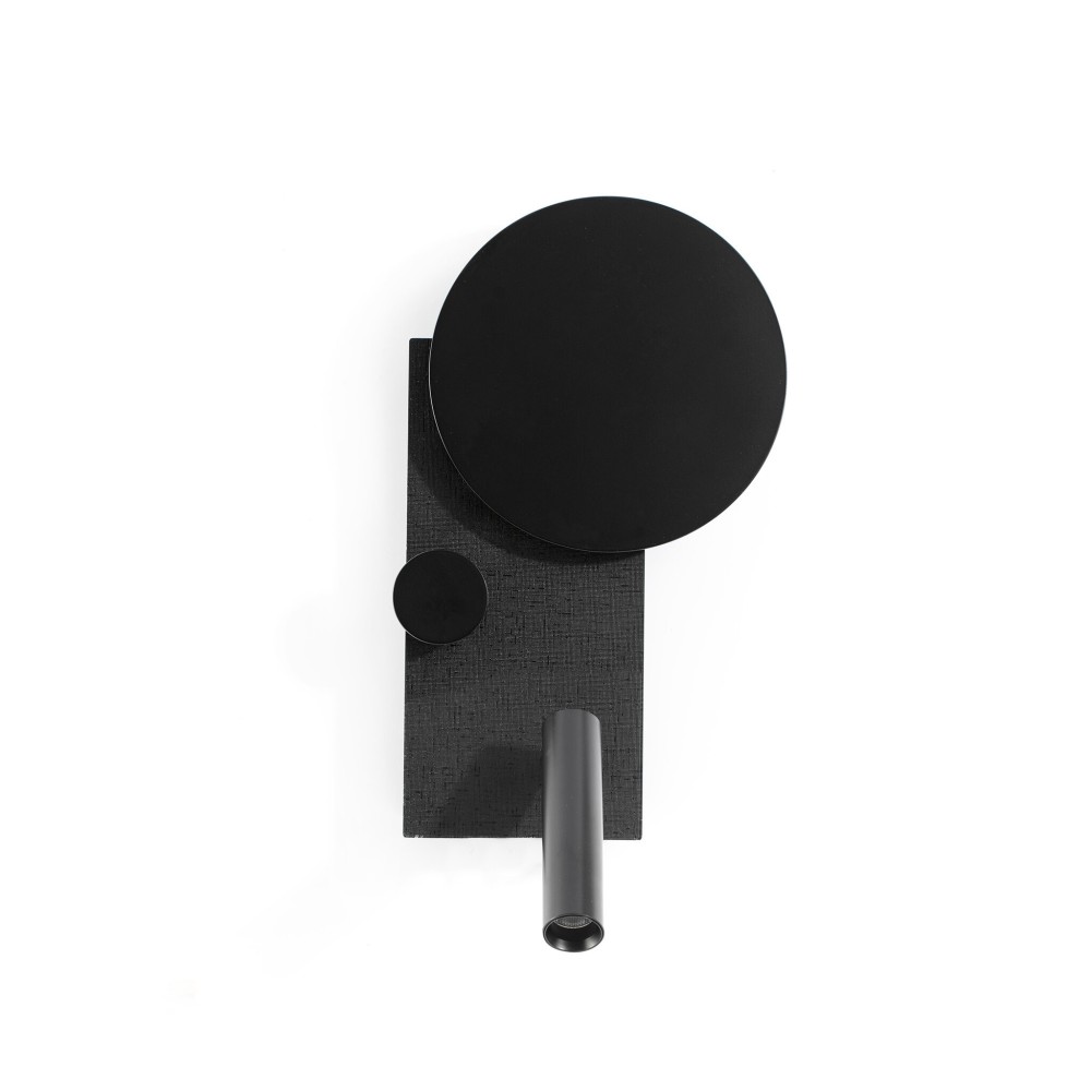 Aplique de pared Faro Barcelona - Klee con brazo de lectura izquierdo, LED de 10 W, LED integrado, regulador de intensidad, doble interruptor, negro