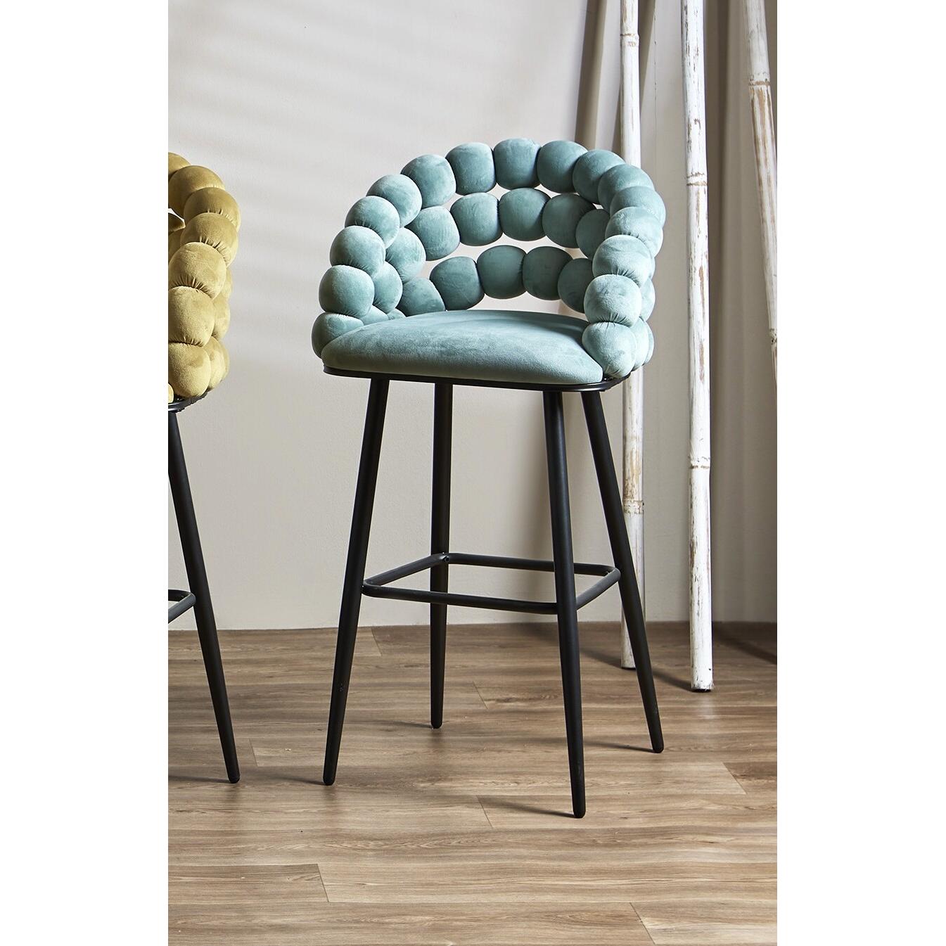 Taburete bar nimpha terciopelo azul 54x45x109 cms. El mejor complemento para tu hogar.