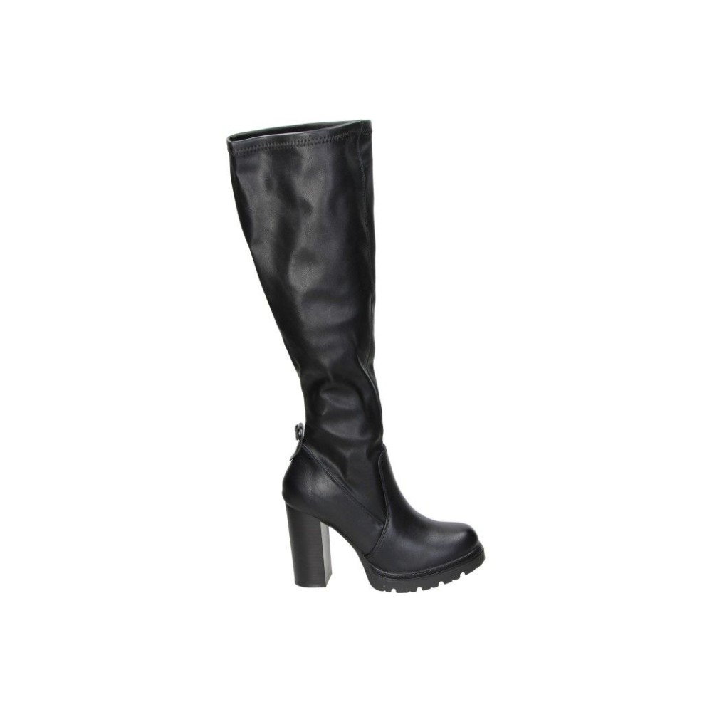 REFRESH | Botas de Tacón Refresh para Mujer – Botas Altas Negras con Cremallera Lateral – Tacón Alto y Cómodo – Con Plataforma – Por Encima de la Rodilla – Polipiel – Combinables – Modelo 172924