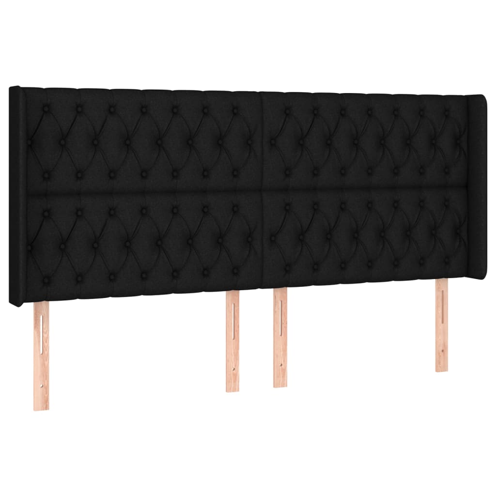 vidaXL Cabecero con LED de tela negro 203x16x118/128 cm