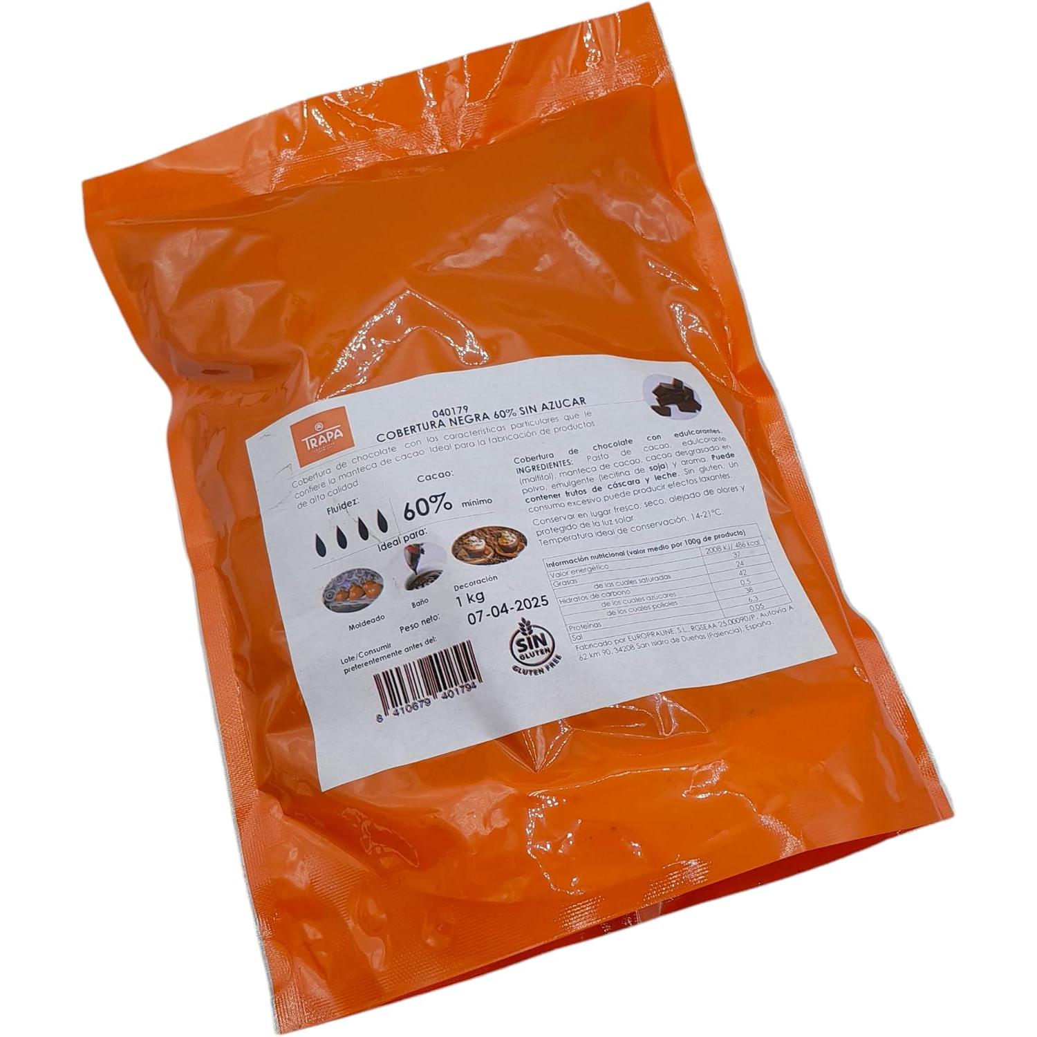 Coberturas de Chocolate Trapa - Bolsa Kilo - 70% Negro - Extra Leche - Chocolate Blanco - Sin Azucar - 52% Negro - Especial Reposteria - Gotas de Chocolate