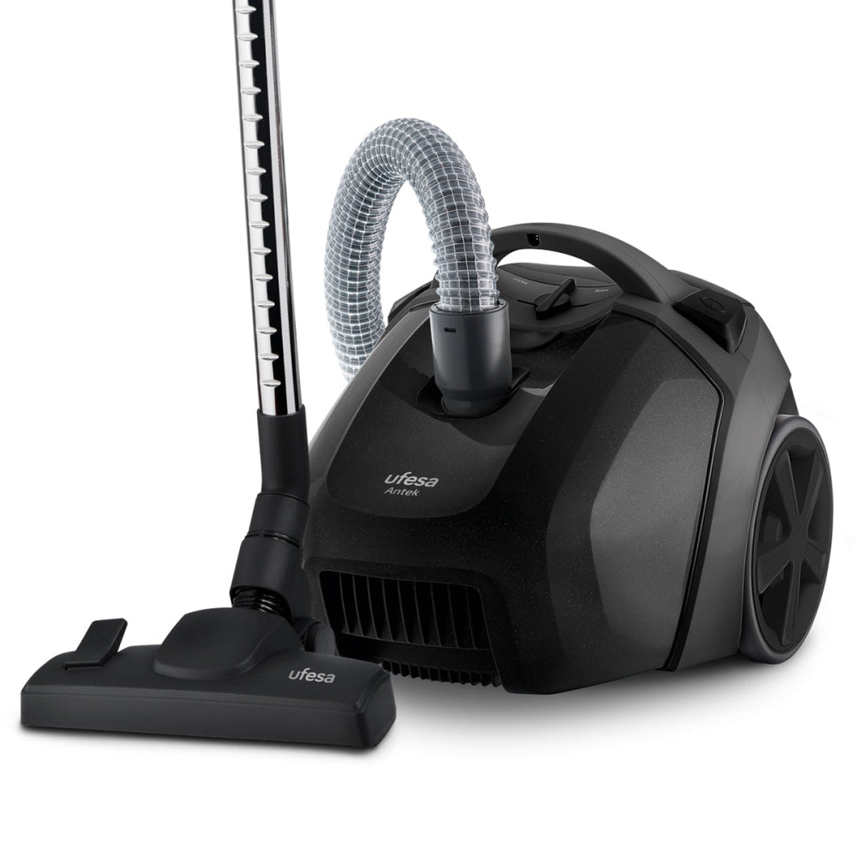 Ufesa - Aspiradora con bolsa Antek de 3,5 L con filtro Ultra 16 antialérgico, manguera flexible ultra resistente y 10 m de radio de limpieza para suelos delicados