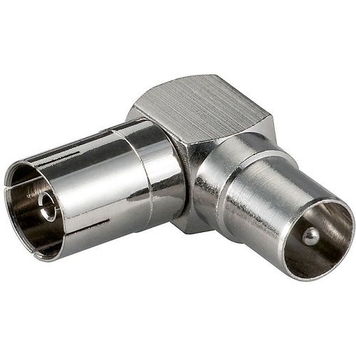 CABLEPELADO Adaptador de Antena Hembra a Macho | Adaptador coaxial IEC Hembra a coaxial IEC Macho | Adaptador coaxial RF acodado 90º | Apto para TV Ariel BK LED 4K 3D UHD TV | 75 Ohm