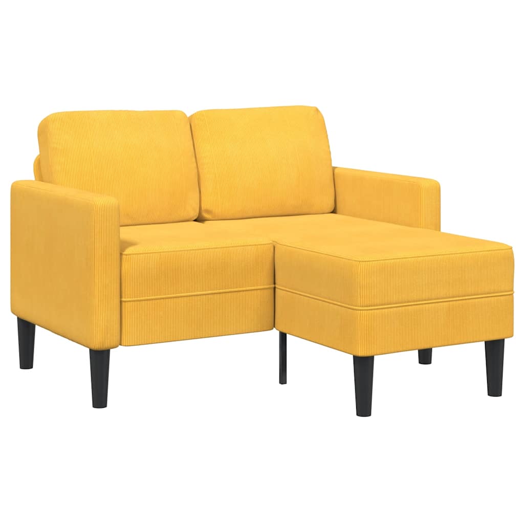 vidaXL Sofá 2 plazas con chaise longue en forma L amarillo claro 125cm