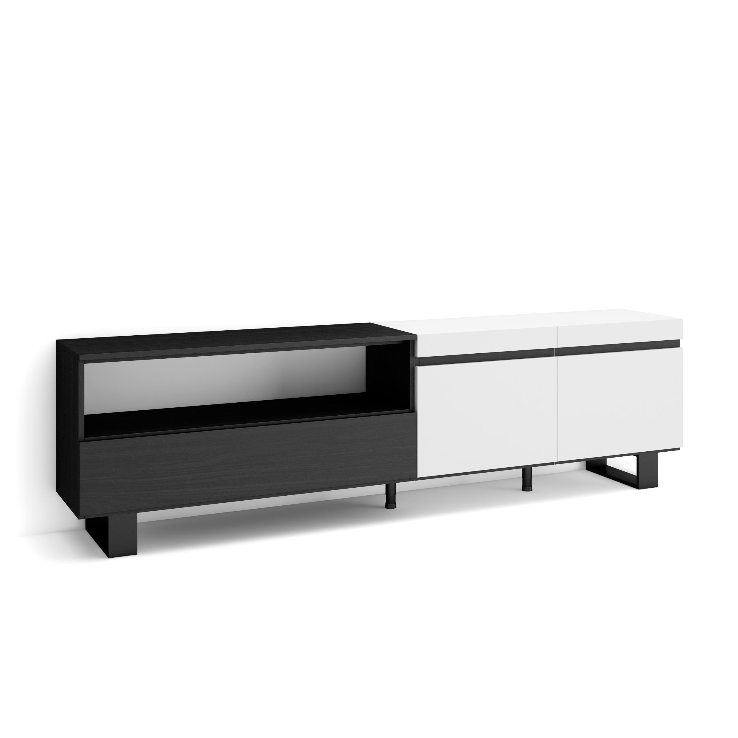 Skraut Home, Mueble de Televisión en melamina de alta calidad con 3 puertas, 203x35x57cm