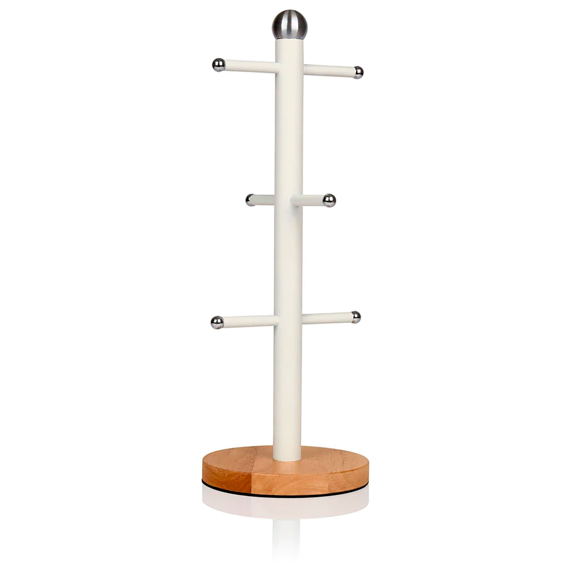 SWAN Nordic Nordic Porta Tazas Soporte Almacenamiento 6 Tazas Café, Acero al Carbono, Base Bambú, Moderno, , Blanco