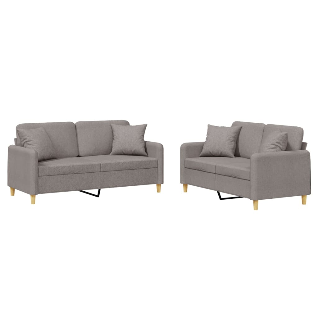 vidaXL Juego de sofás con cojines 2 piezas tela gris taupe