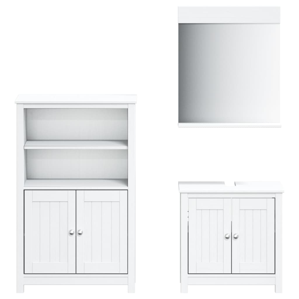 vidaXL Juego de muebles de baño BERG 3 pzas madera maciza pino blanco