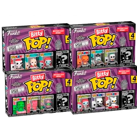 Funko Pack  4 Bitty Pop  Bittys Funko  Pop Pesadilla Antes de Navidad Jack Skellington SAlly Zero Ooogie boogie Lock Schock Barrel Mayor   Funko Pop Nightmare Before Christmas elige Nightmare Before Christmas