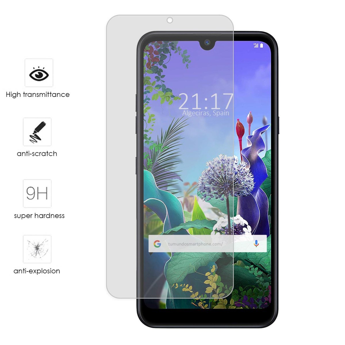 Tumundosmartphone Protector Cristal Templado para Lg Q60 / K50 Vidrio