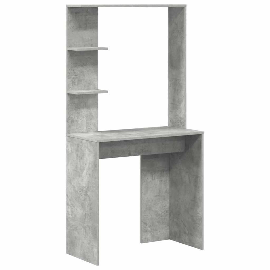vidaXL Escritorio con estante Gris Concreto 78,5 x 37 x 154,5 cm