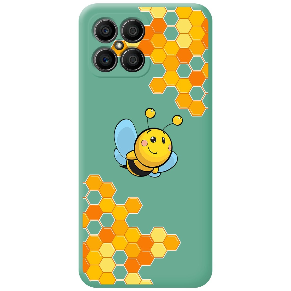 Funda Silicona Líquida Verde para Huawei Honor X8 diseño Abeja Dibujos