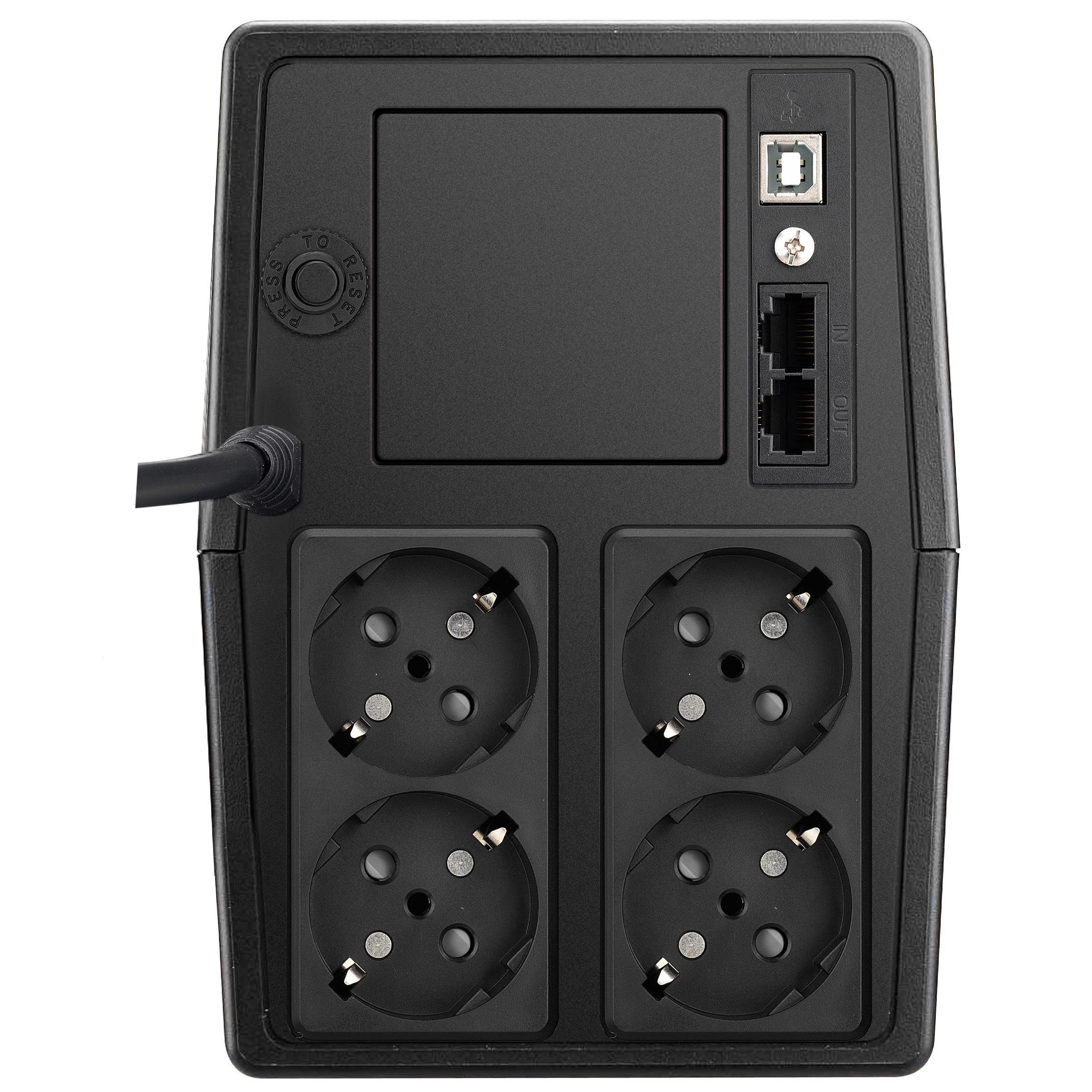PowerWalker BlueWalker Vi 1000 SCL - Black Plug with Surge Protection, CE Certified Multi Socket Power Strip with Multiple Outlets and USB Charging for Home and Office Use.