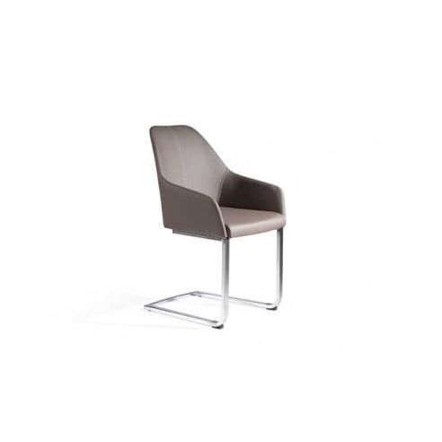 Momma Home - Set de 2 Sillas Panda Gris Topo/Plata - Ecopiel/Metal Cromado - 55x58x88cm