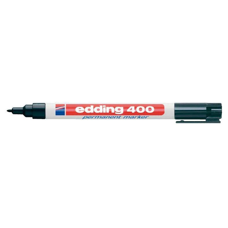 Edding 400 rotulador permanente - punta redonda - trazo 1 mm. - recargable - secado rapido - color negro (10 uds)