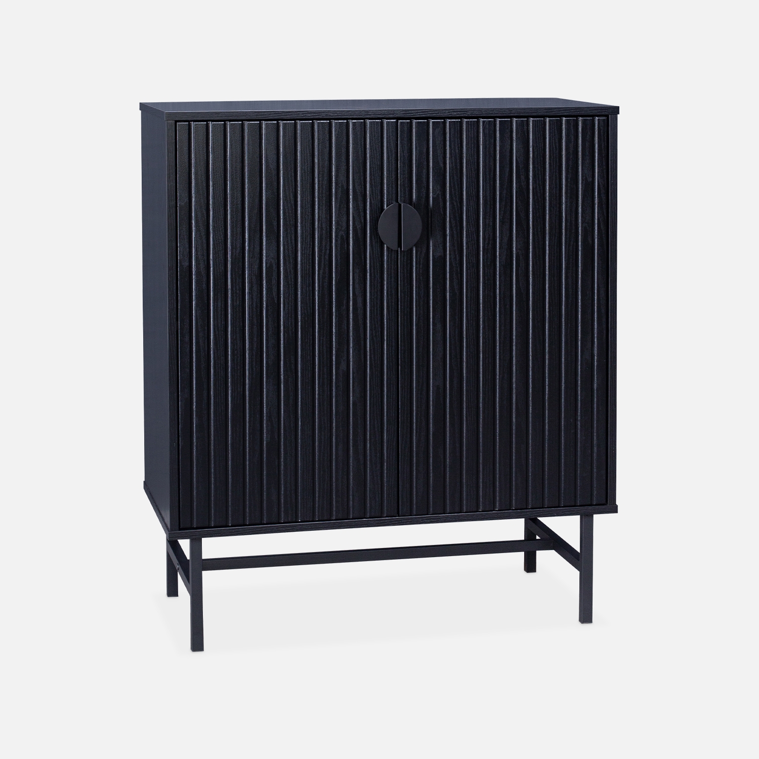 sweeek - Aparador con efecto madera de 2 puertas, 83.5cm , Bazalt , 80x39x92