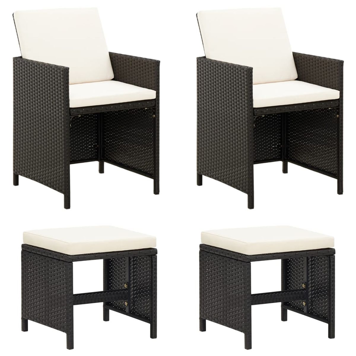 Conjunto de jardín Huanchaco 2 sillones + taburetes ratán PE